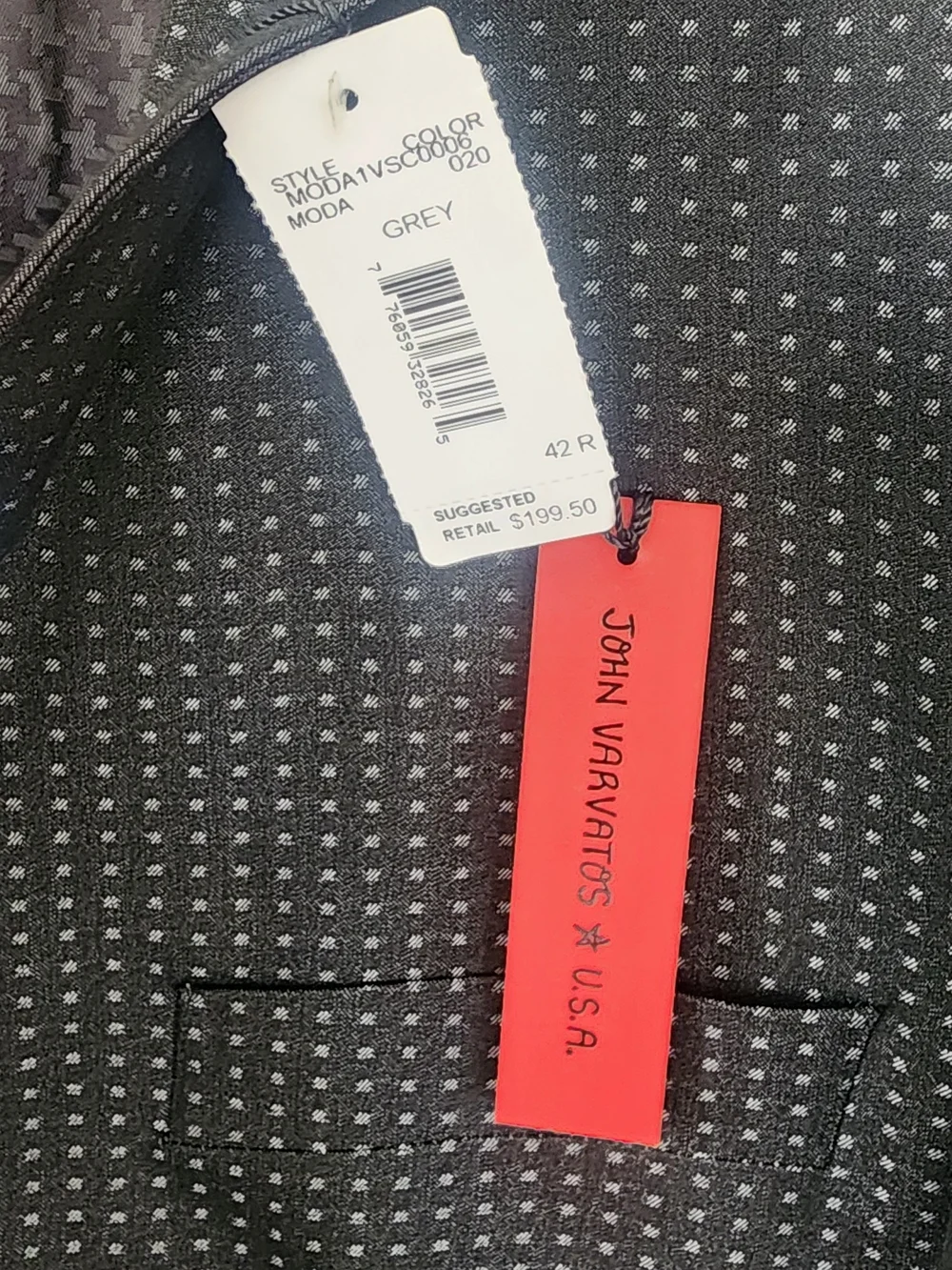 NWT John Varvatos USA Black Gray Dot Blazer 42R